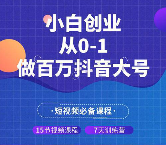 小白创业从0-1做百万抖音大号,蛋解创业短视频必备课程