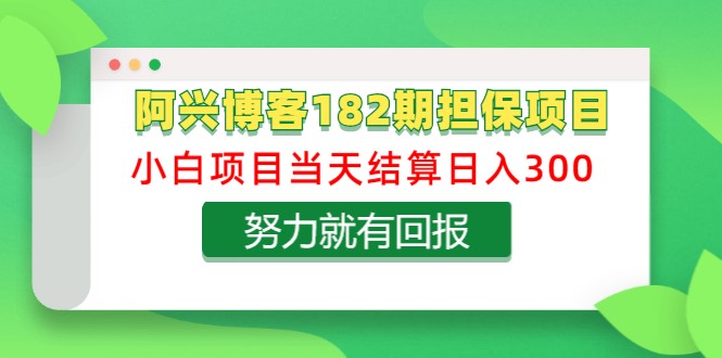 阿兴博客182期担保项目：小白项目当天结算日入300可副业