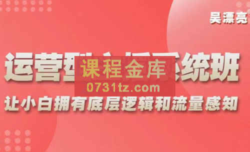 吴漂亮运营型主播系统班，价值6800元