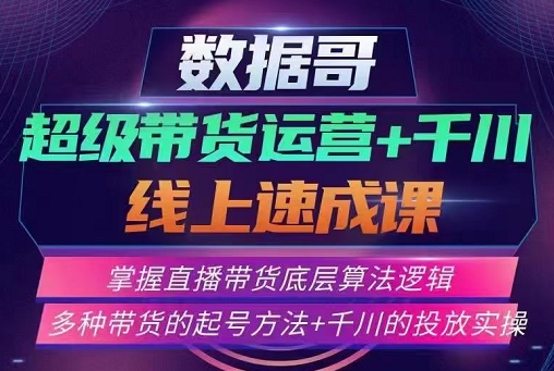 数据哥·超级带货运营+千川线上速成课，价值3980元