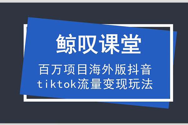 鲸叹课堂：海外TIKTOK训练营，百万项目海外版抖音TikTok流量变量玩法(价值1980元)
