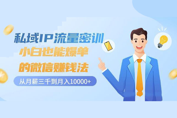 微信赚钱法特训营：私域IP流量如何从月薪三千到10000+