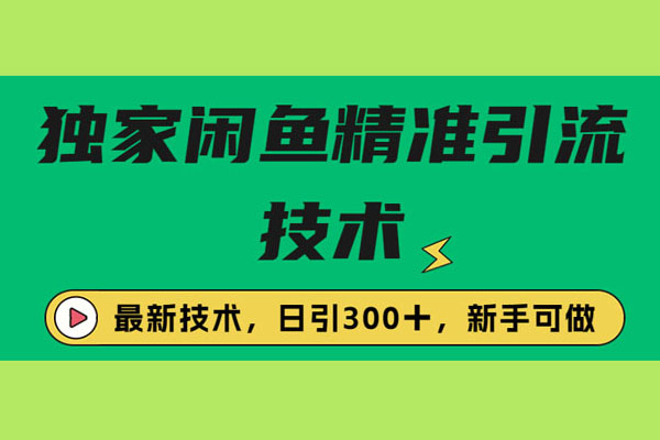 独家闲鱼引流技术实战：轻松日引300+